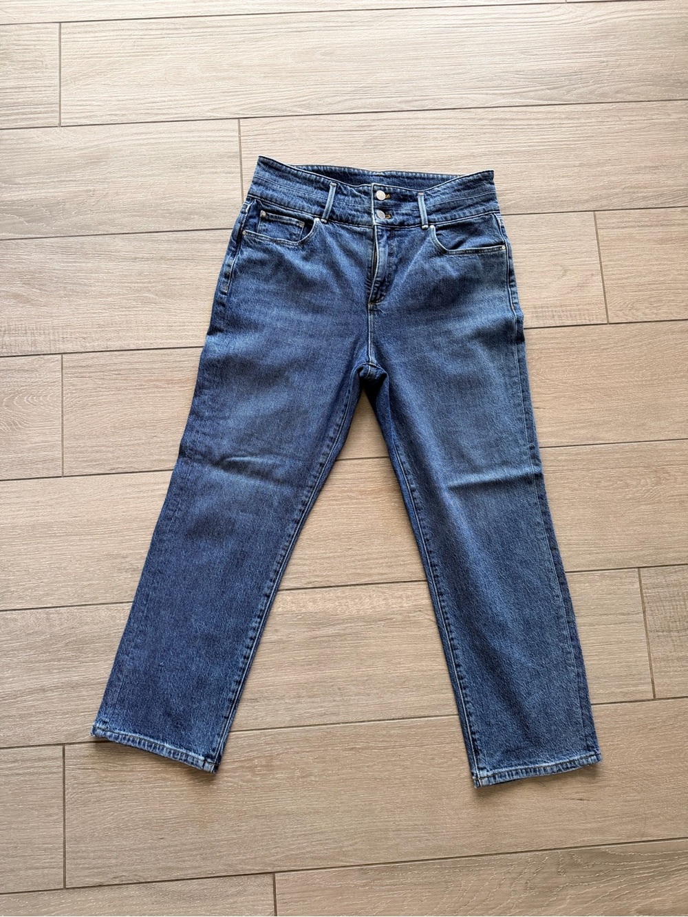 Ann Taylor Indigo Denim Ankle Jeans with Contrast Stitching
